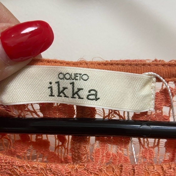 Ikka Medium rust crochet shirt w belt - Picture 2 of 4